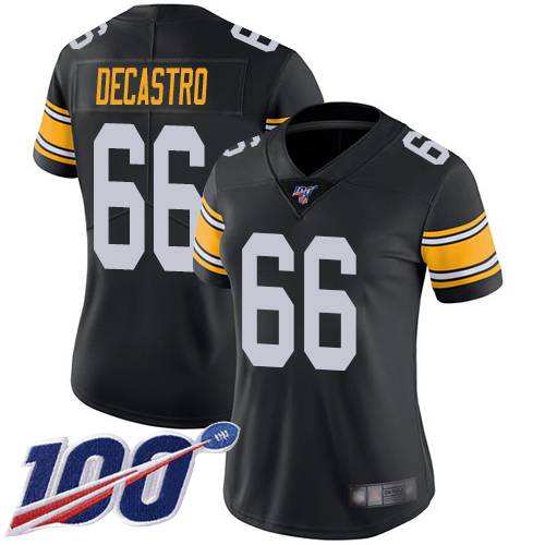 Women Pittsburgh Steelers Football 66 Limited Black David DeCastro Alternate 100th Season Vapor Untouchable Nike NFL Jersey